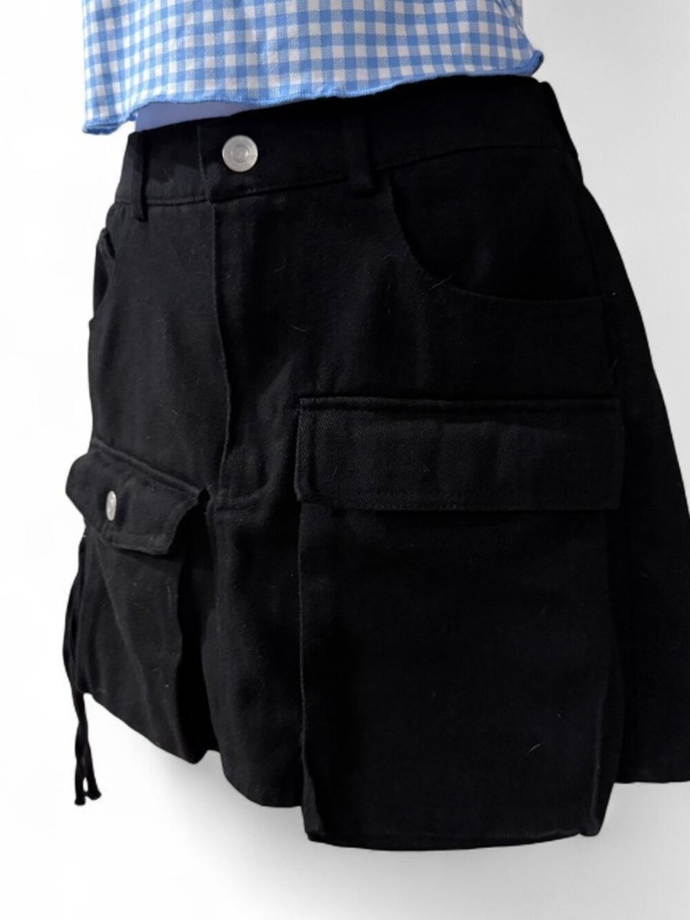 Black Cargo Mini Skirt with Pockets
